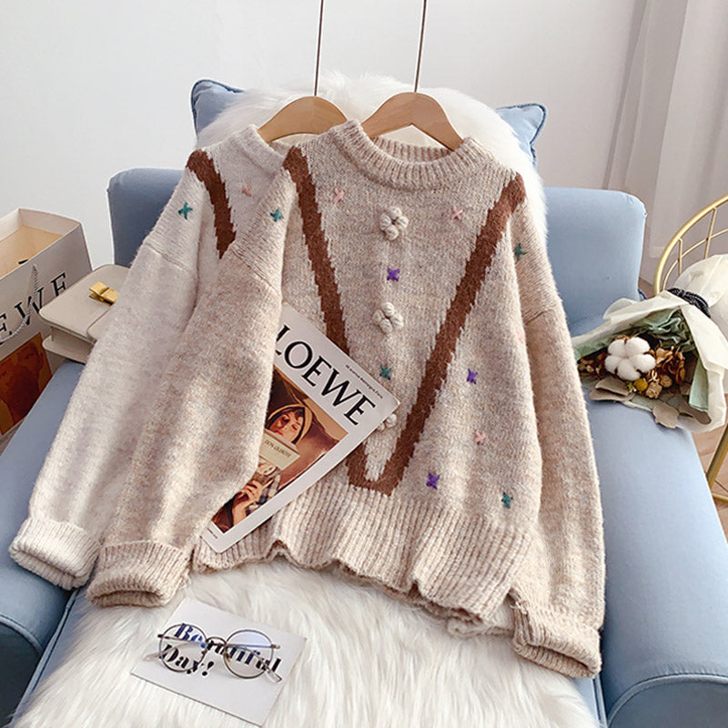 Small fresh and sweet sweater design sense sweater  5000