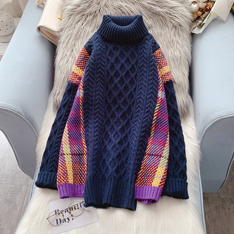 Pull col montant ample style rétro paresseux 5018