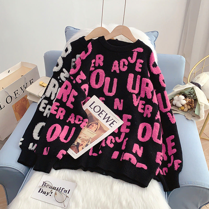 Buchstabe Pullover Pullover Pullover im ausländischen Stil 4989