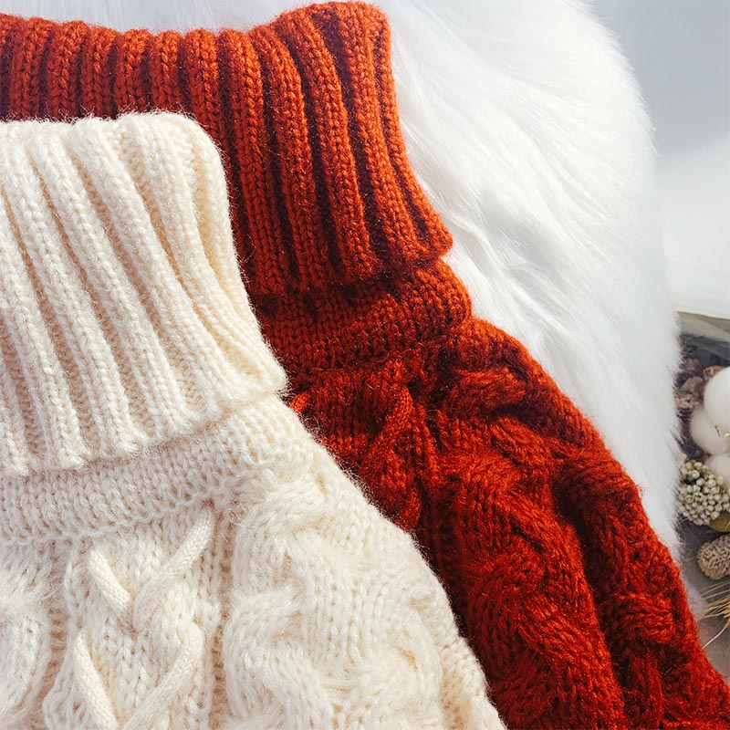 Red high neck twist sweater women's loose and lazy style  4911