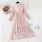 New style fungus Ruffle Skirt round neck slim Chiffon Dress  4834