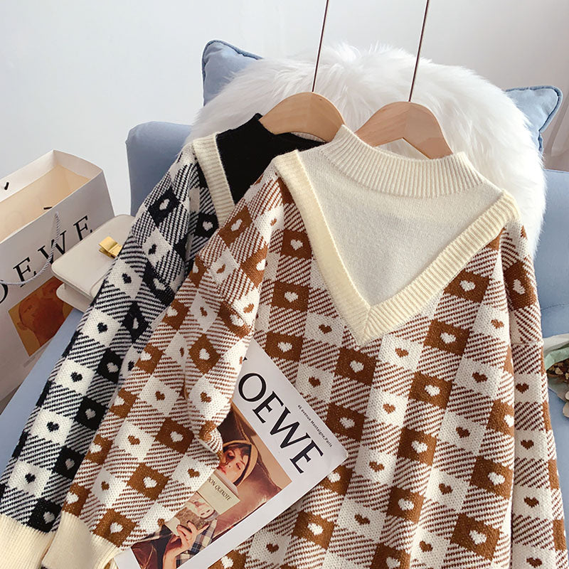 Zweiteiliges Pullover-Oberteil mit halbem Rollkragen im Design 4964