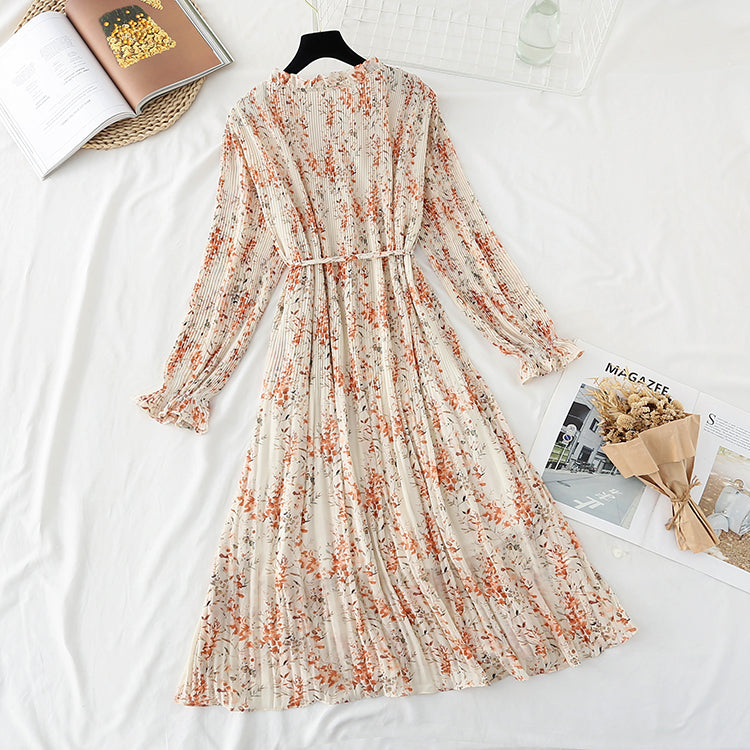 The new waist is slim, French retro forest chiffon long skirt  4837