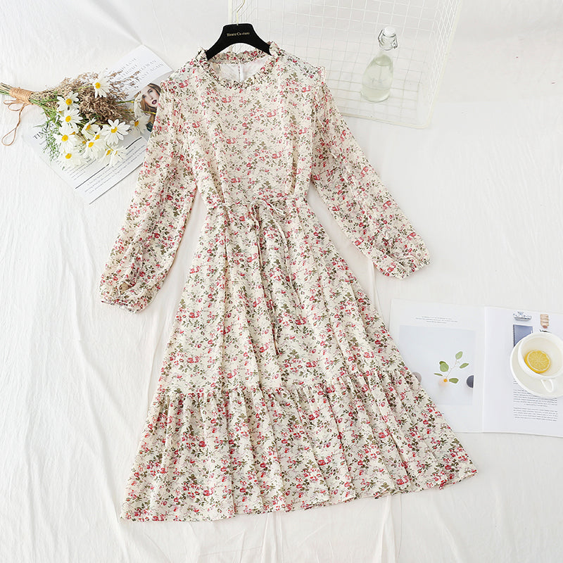 New women's lace up Ruffle Floral Dress  4822