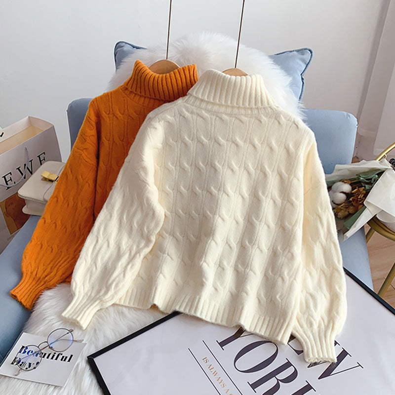 High neck twist sweater versatile bottomed sweater top  4955