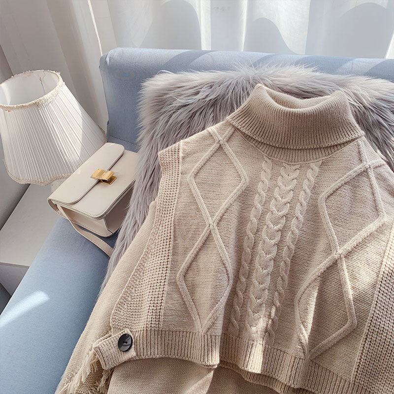 Ensemble pull-over à col montant pliable en deux pièces 4958