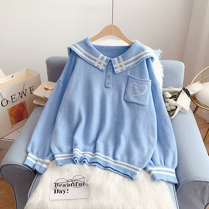 Pullover loose outer wear lazy style sweater top  4988