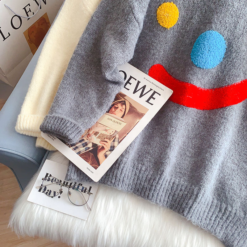 Smiling face sweater loose outer Pullover loose outer Pullover  4948