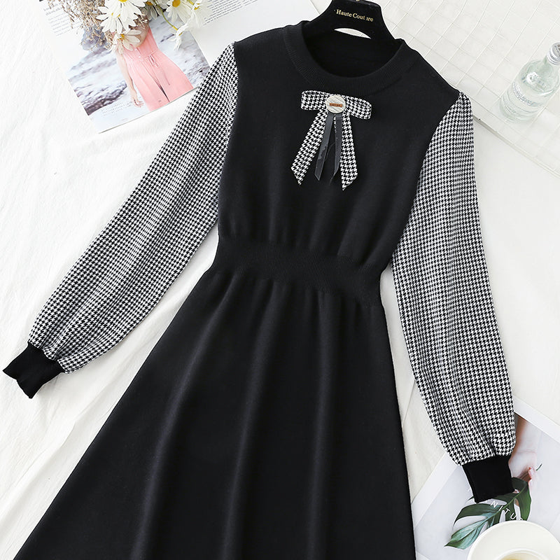Temperament slim long sleeve bottomed skirt light mature style  4776