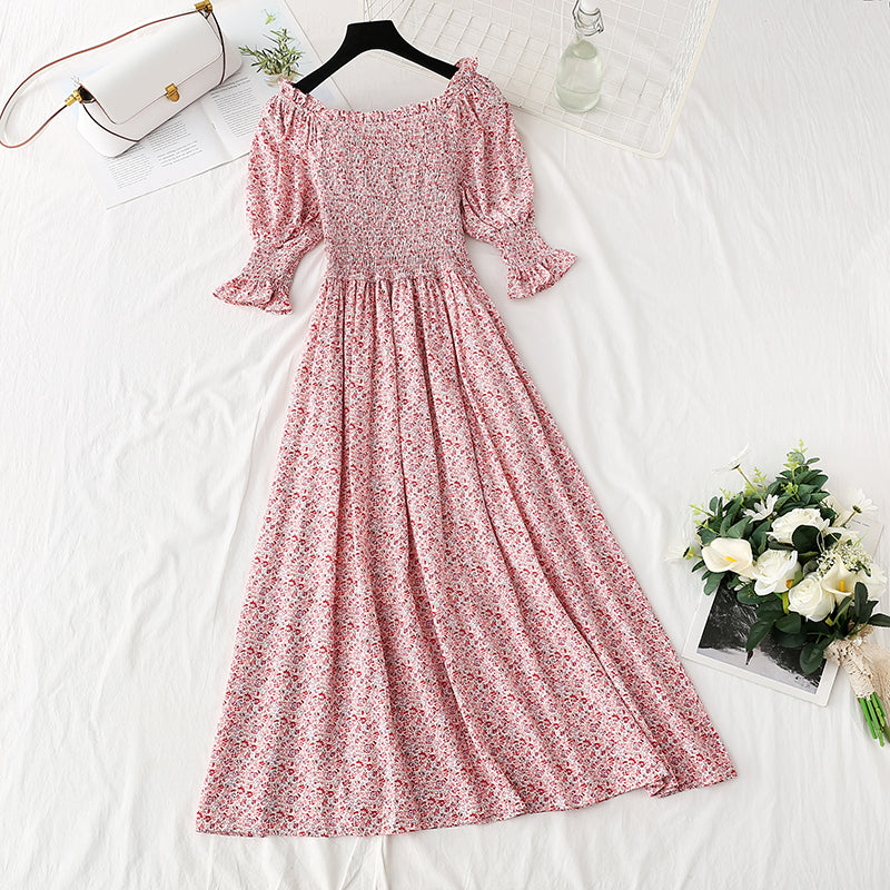 New women's Chiffon Ruffle lace up first love floral dress  4861