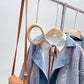 Denim stitched fake two sweater coat knitted cardigan  5038