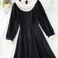 Lace collar velvet dress Retro High Waist slim  4795