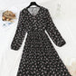 Flounced floral dress with thin ears skirt  4797