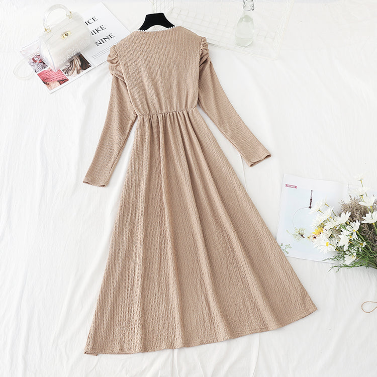 Aging French gentle wind small waist skirt  4775