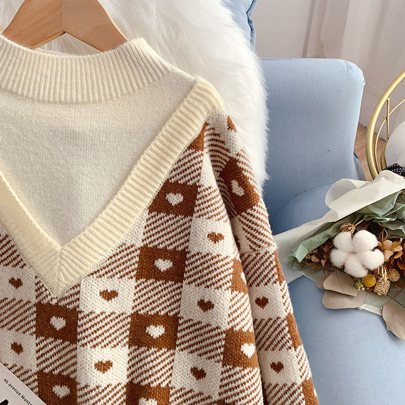 Zweiteiliges Pullover-Oberteil mit halbem Rollkragen im Design 4964