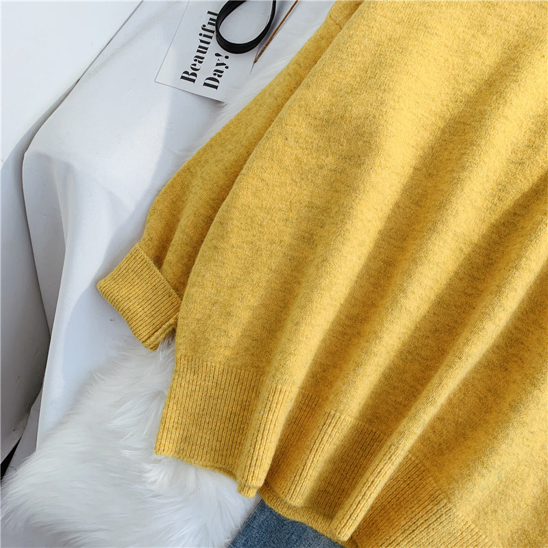 Sweater female high neck loose lazy wind  4920