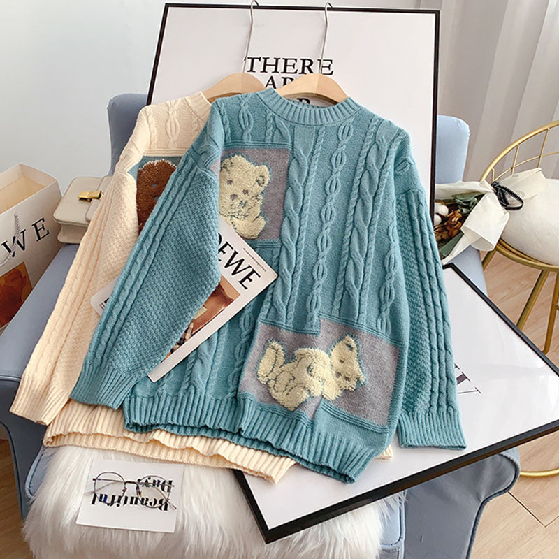 Kleiner Bär Pullover Damen Pullover Twist knit 5016