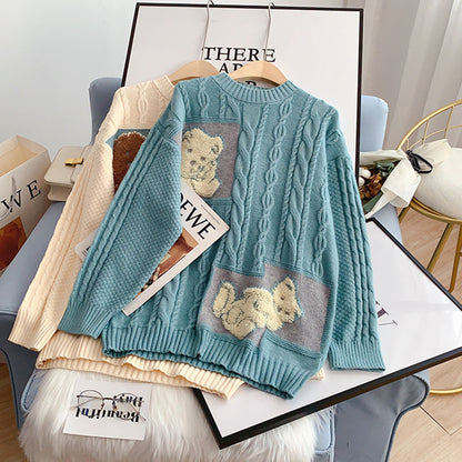 Kleiner Bär Pullover Damen Pullover Twist knit 5016