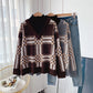 Vintage-Plaid-Pullover mit halbhohem Kragen 5033
