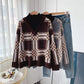 Vintage Plaid half high neck sweater  5033