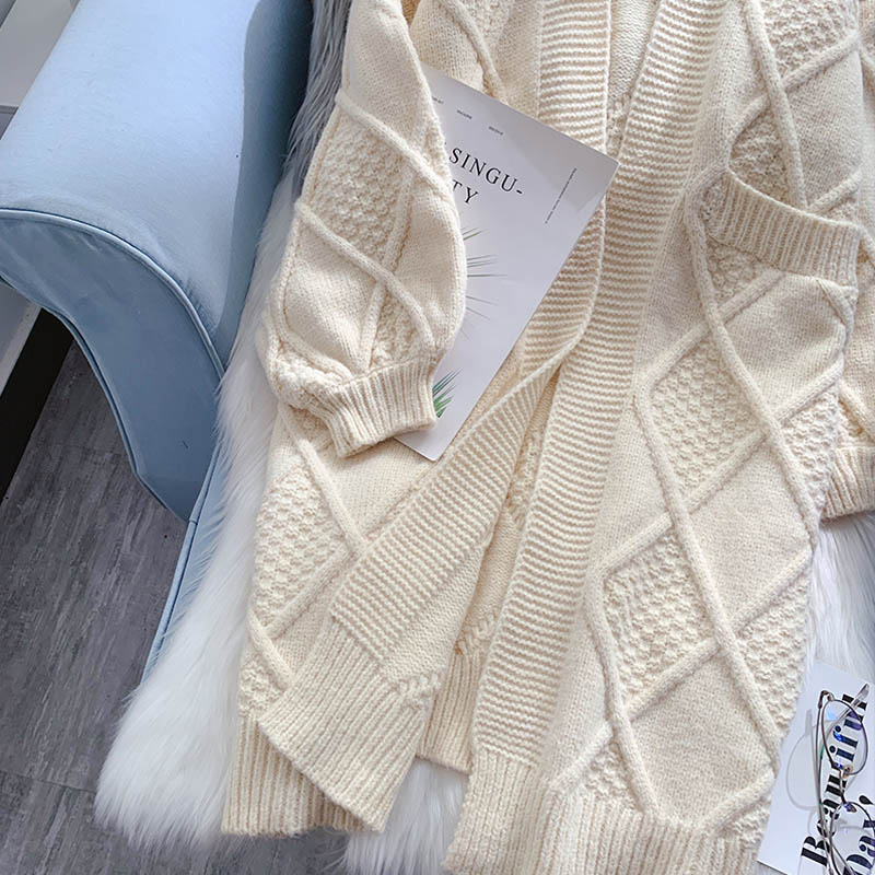 Sweater cardigan female loose lazy wind thickened thick thread twist  4933