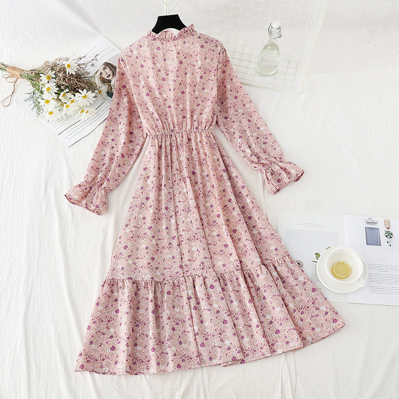 Ruffle edge gentle wind broken flower skirt  4835