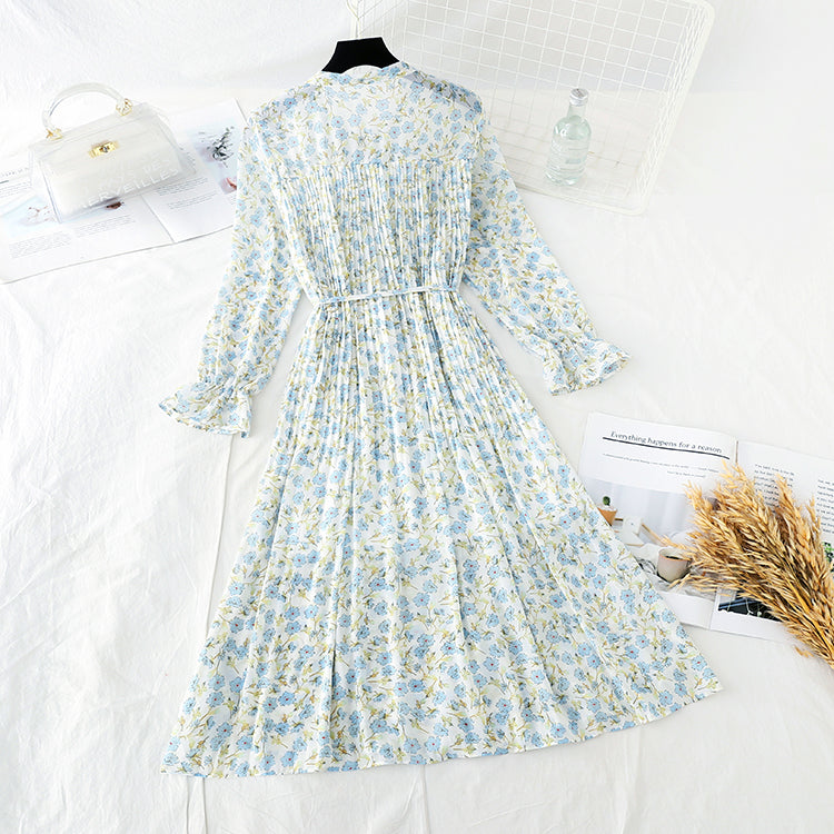 The new French Vintage Floral Chiffon Skirt is slim at the waist  4841