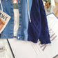 Denim sweater splicing coat versatile knitted cardigan  4965
