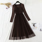 New style square neck slim French retro light cooked wind bottomed skirt  4752