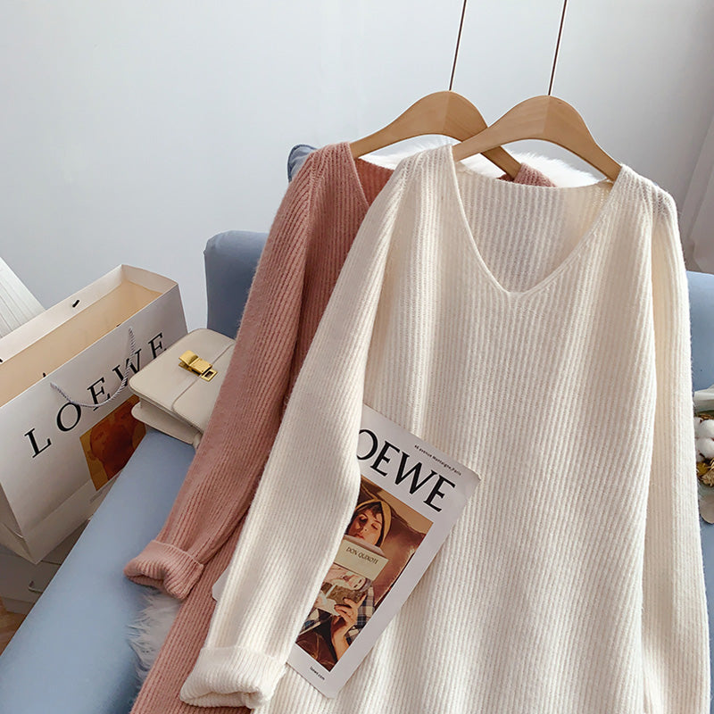 V-neck knit bottomed dress  5027