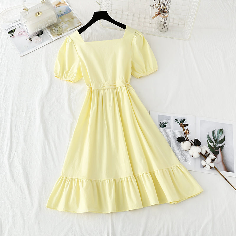 New style bubble sleeve French retro minority temperament fairy skirt  4847