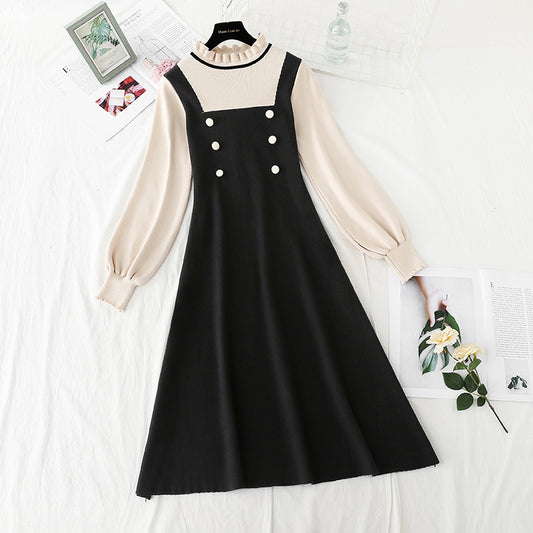 Double breasted fashion dress with slim waist  4782