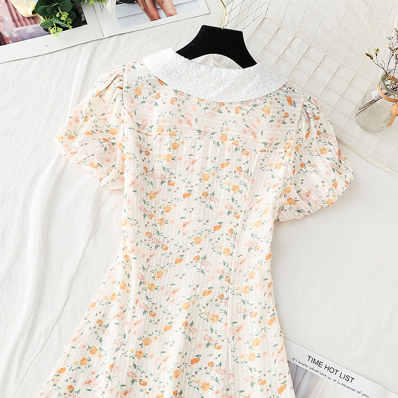 French first love waist closing temperament broken flower fairy small skirt  4906