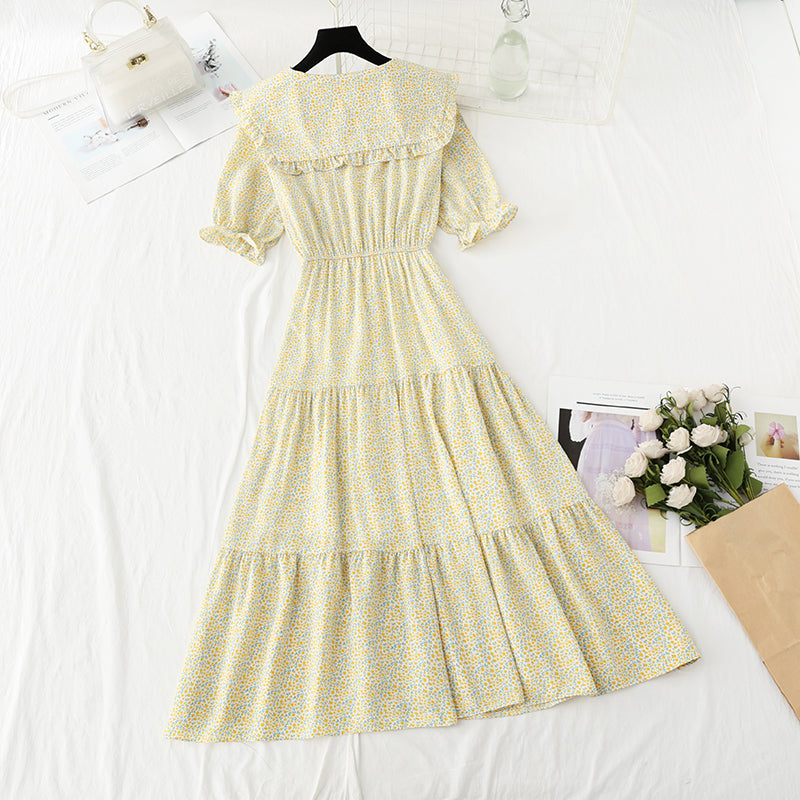 Sweet baby collar floral dress gentle wind and snow spinning dress  4883