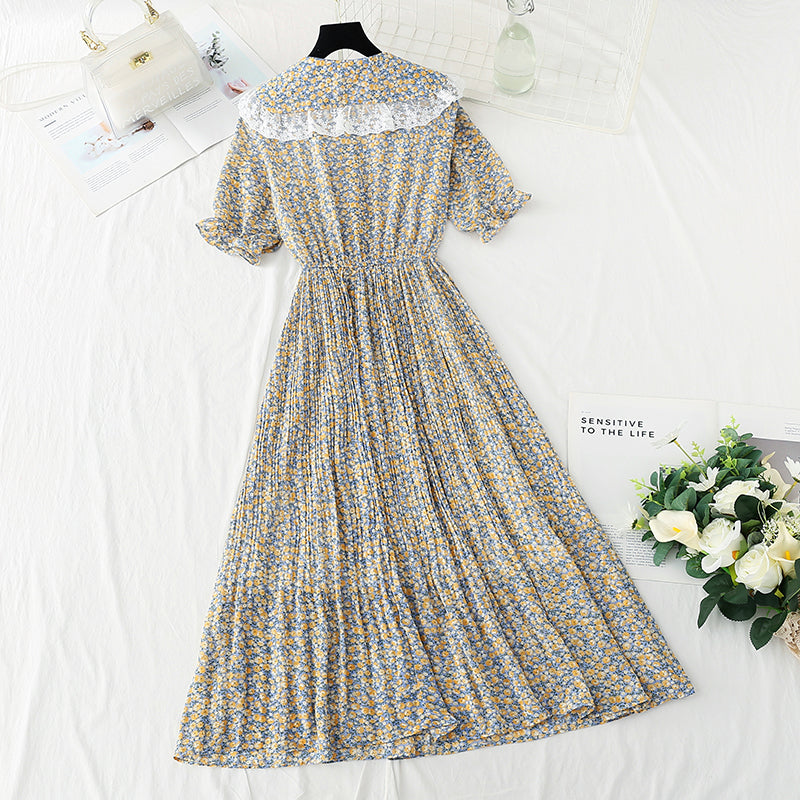 New baby collar Floral Chiffon Skirt French retro fairy skirt  4875