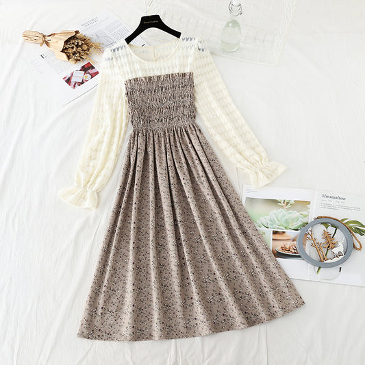 Lace stitched Chiffon Floral Dress  4756