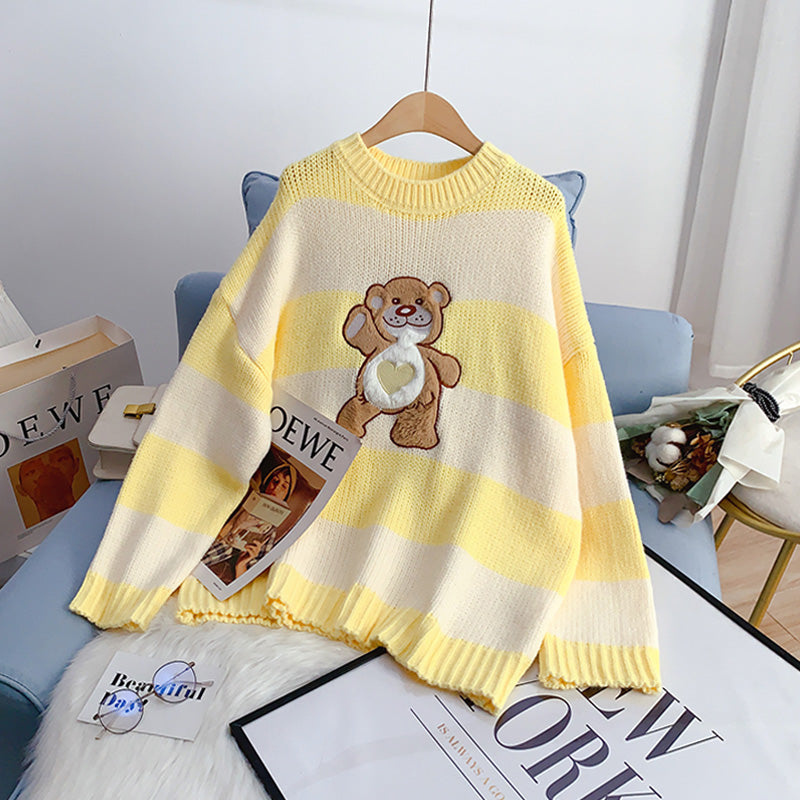 Cute sweet bear sweater sweater sweater top  4979