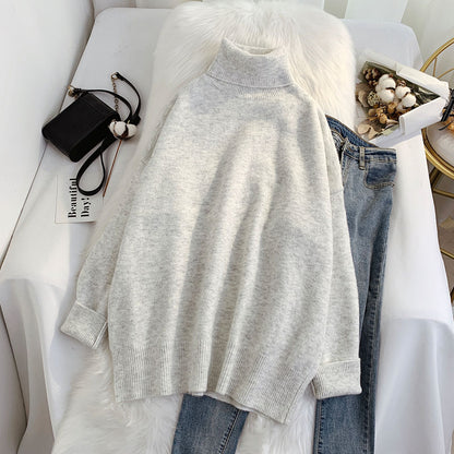 Sweater female high neck loose lazy wind  4920
