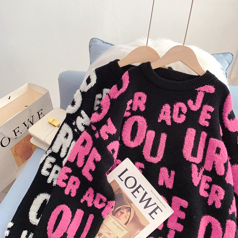 Buchstabe Pullover Pullover Pullover im ausländischen Stil 4989
