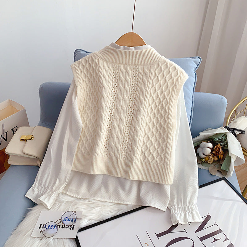 Embroidered knitted vest women's Vest sweater Waistcoat Vest  4934