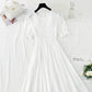 Cotton linen dress French retro slim dress  4884