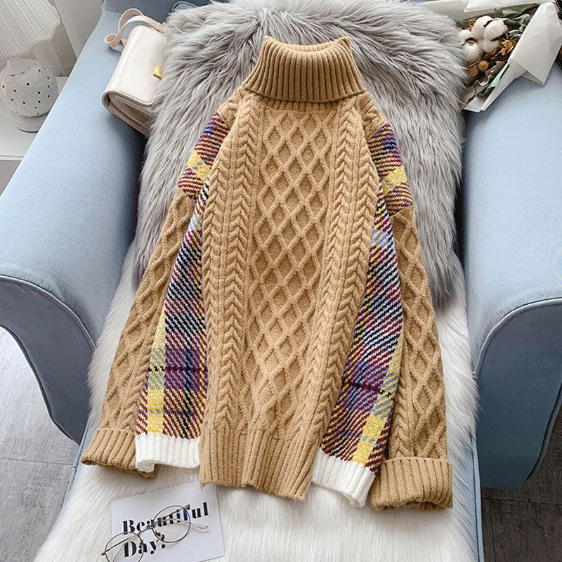 Pull col montant ample style rétro paresseux 5018