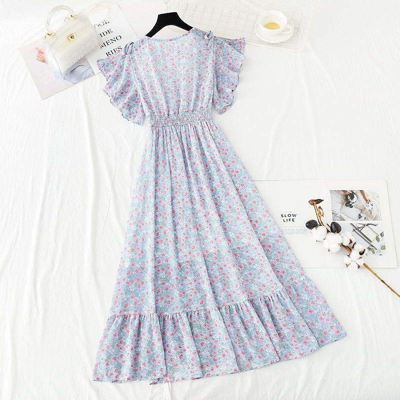 Slim lace up A-line skirt women's dress super sweet  4886