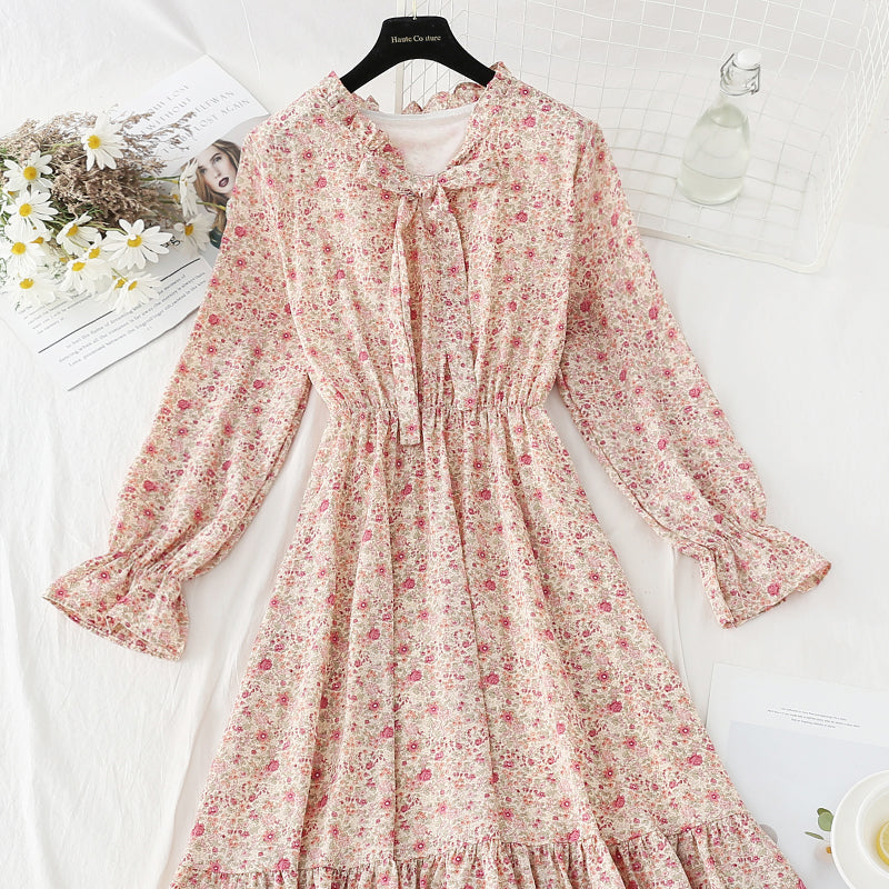 Ruffle edge gentle wind broken flower skirt  4835