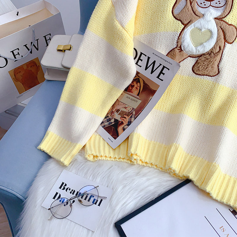 Cute sweet bear sweater sweater sweater top  4979