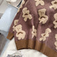Wear a gentle Japanese lazy coat outside the little bear sweater  5025