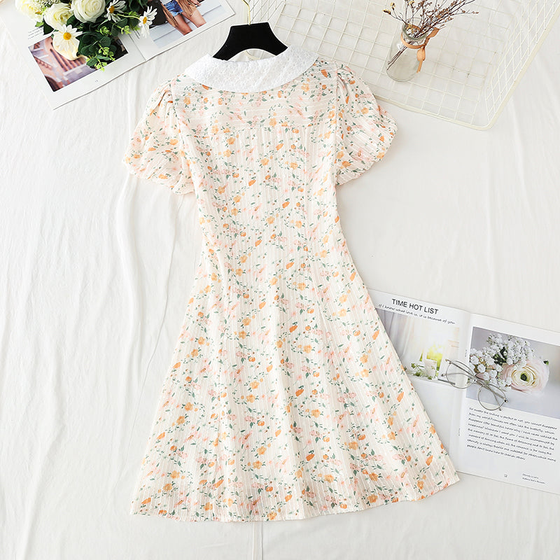 French first love waist closing temperament broken flower fairy small skirt  4906