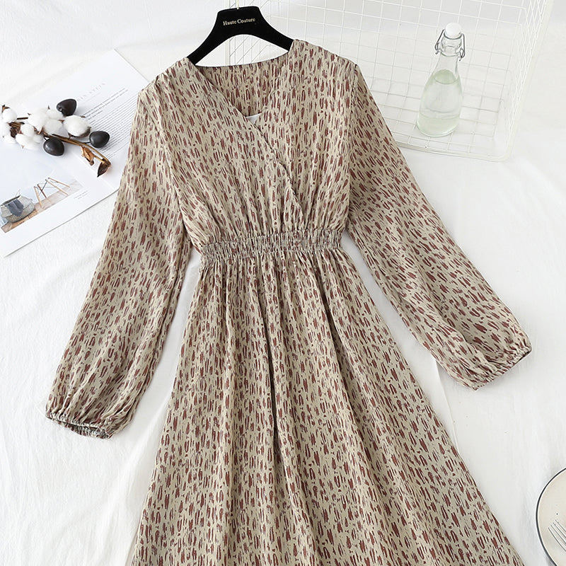 Slim inside with bottomed skirt long sleeve slim Chiffon Skirt  4831