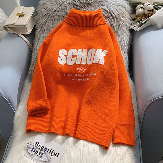 Pull col montant, tricot et pull polyvalents de style étranger 5051