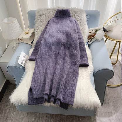 Medium length sweater women's Korean version loose over the knee  4931